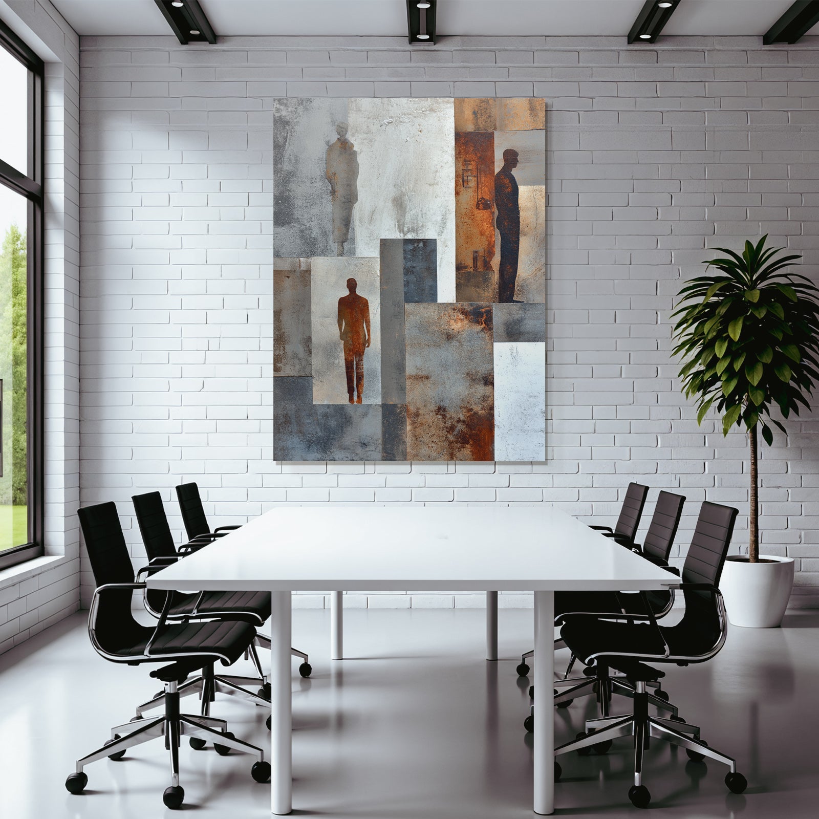 Abstrakte Kunst Figur Texturen Grau Weiss Rost