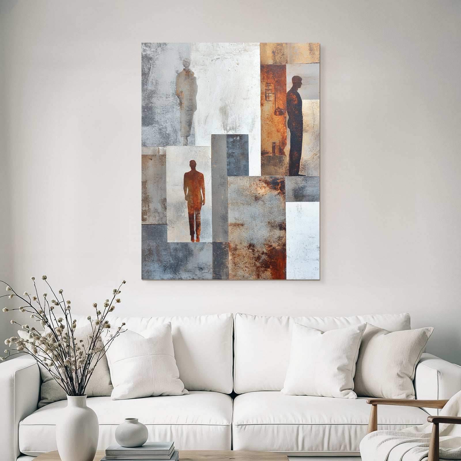 Abstrakte Kunst Figur Texturen Grau Weiss Rost