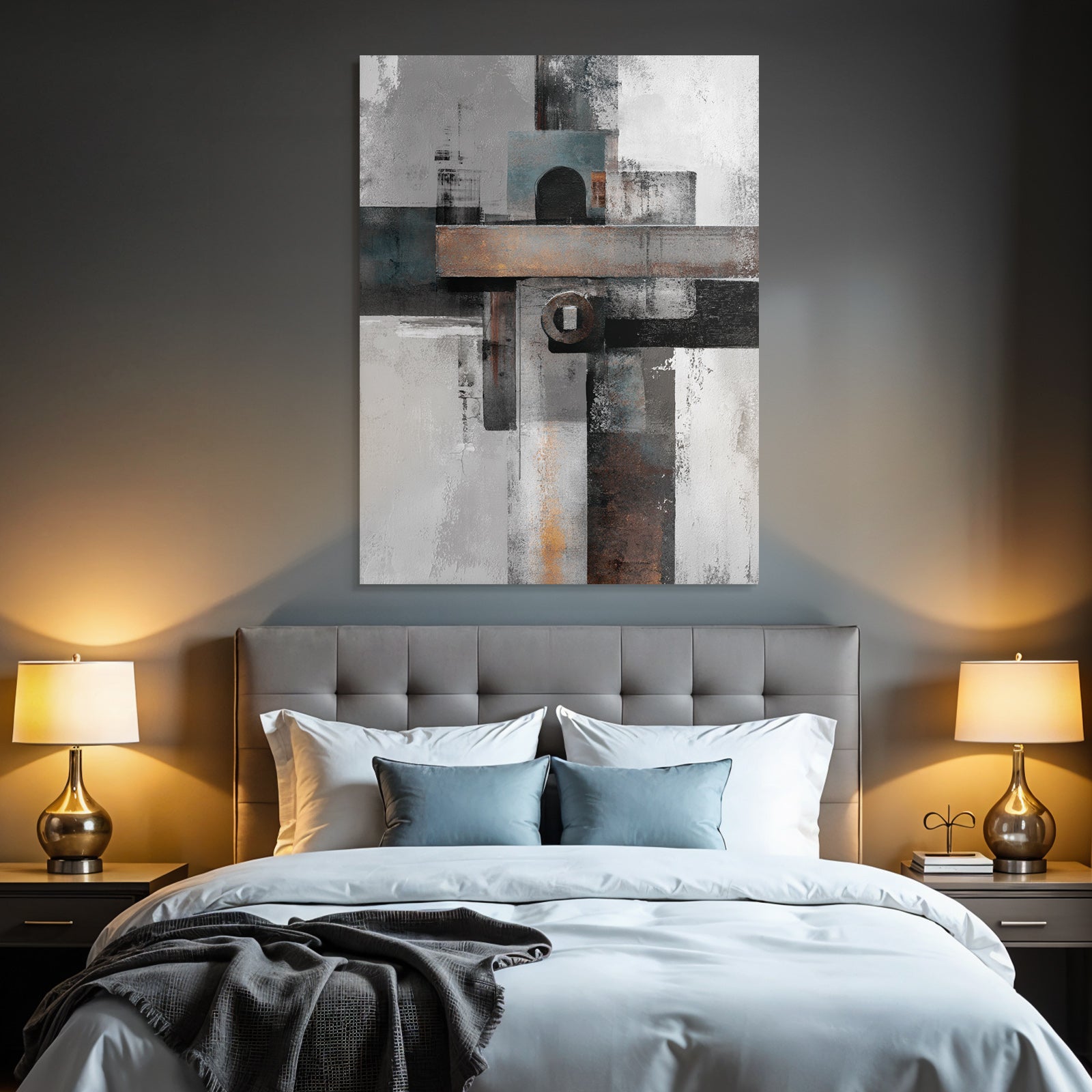 Abstrakte Kunst Geometrische Formen Graue Braune Blaue Texturen