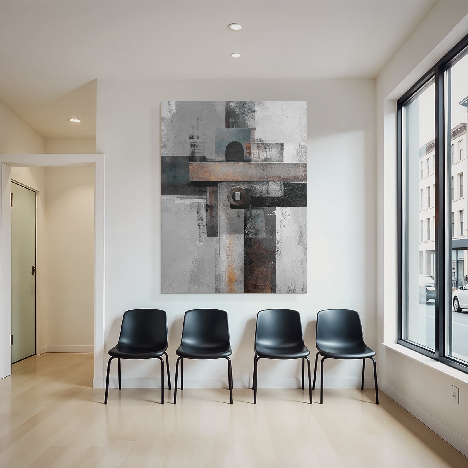 Abstrakte Kunst Geometrische Formen Graue Braune Blaue Texturen
