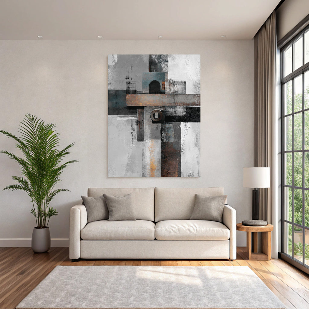 Abstrakte Kunst Geometrische Formen Graue Braune Blaue Texturen