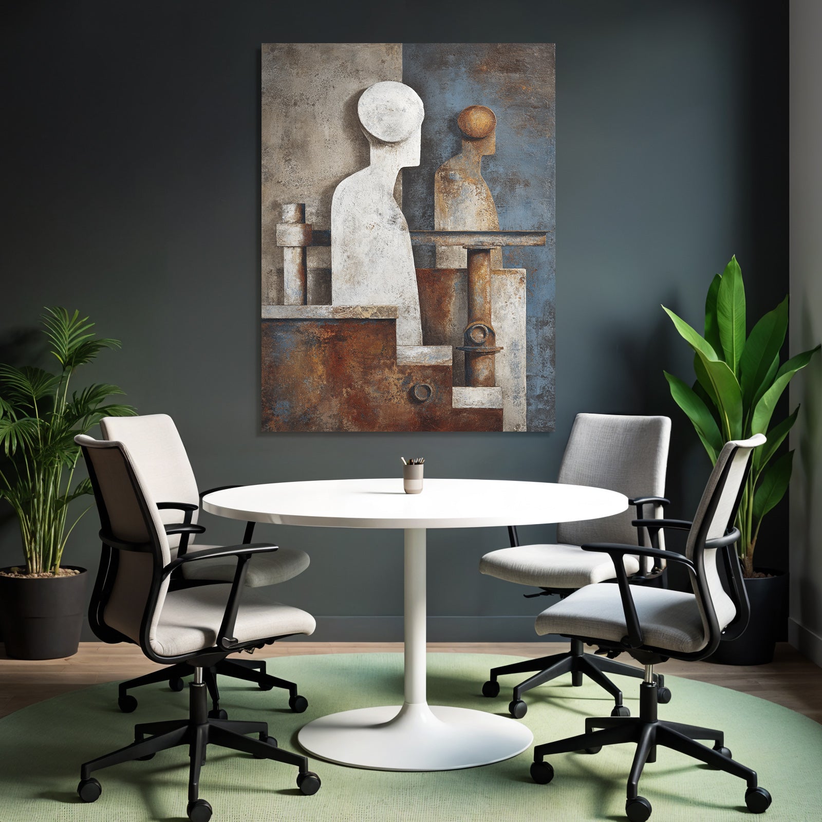 Abstrakte Kunst Geometrische Formen Menschliche Figuren Texturiert