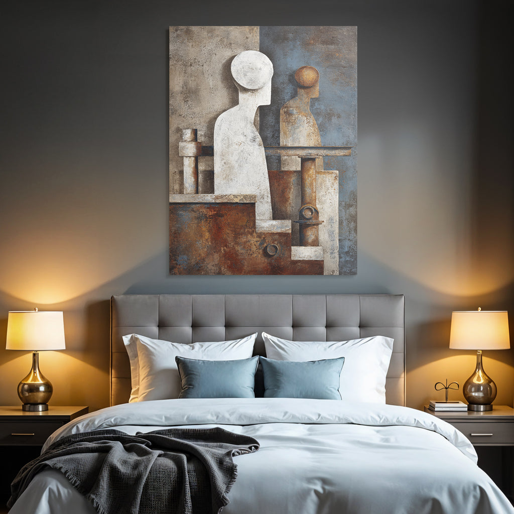 Abstrakte Kunst Geometrische Formen Menschliche Figuren Texturiert