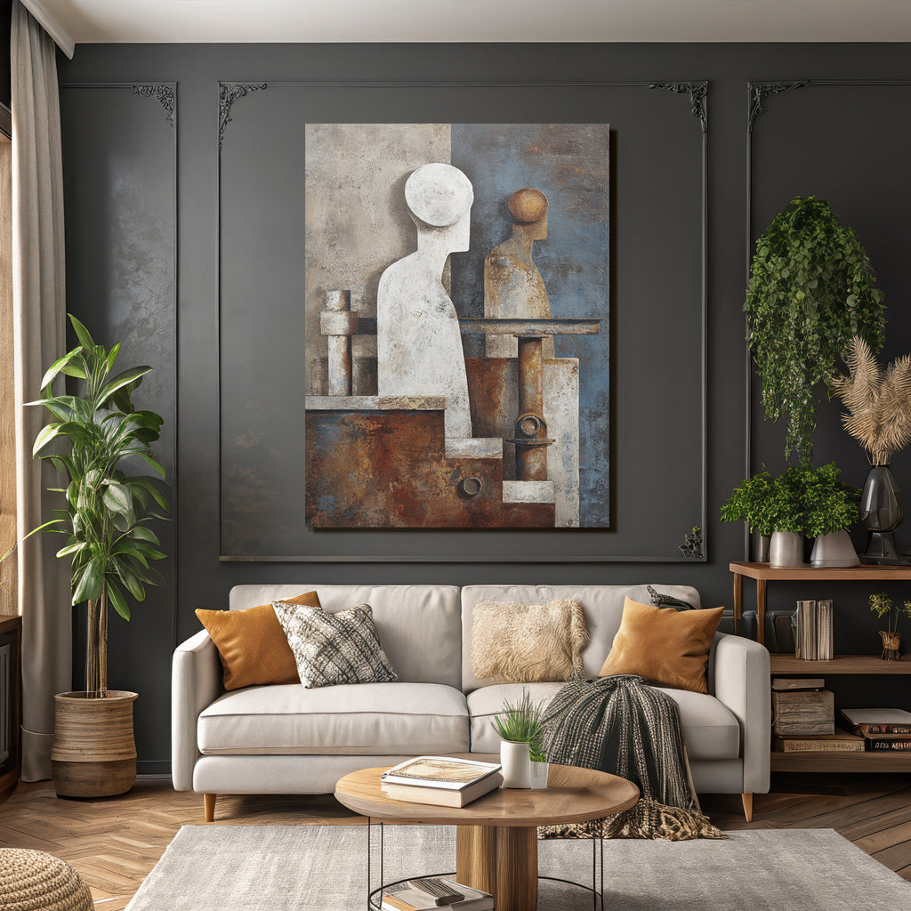 Abstrakte Kunst Geometrische Formen Menschliche Figuren Texturiert