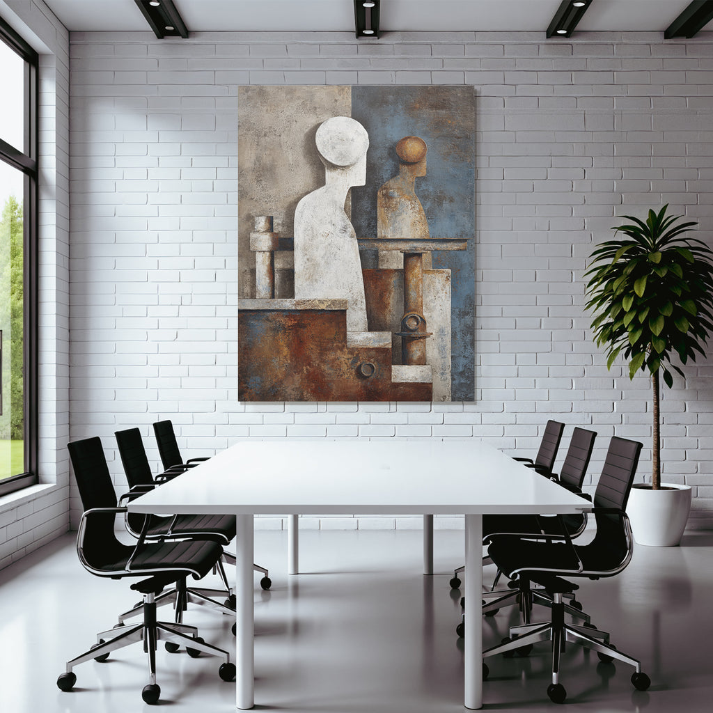 Abstrakte Kunst Geometrische Formen Menschliche Figuren Texturiert