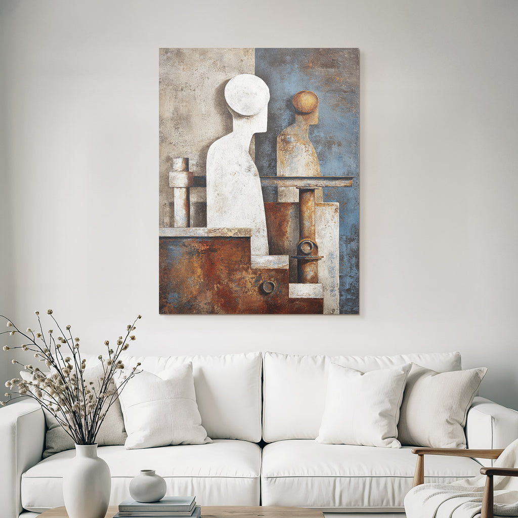 Abstrakte Kunst Geometrische Formen Menschliche Figuren Texturiert