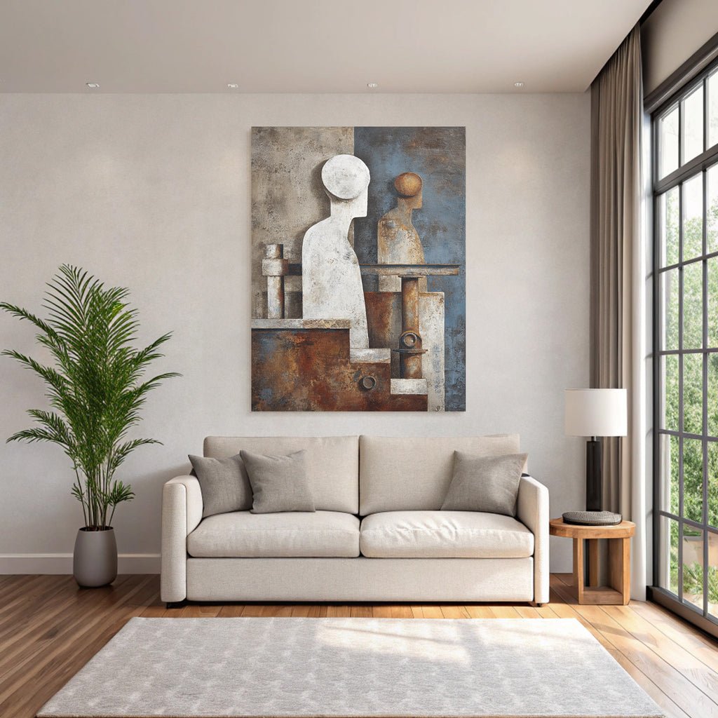 Abstrakte Kunst Geometrische Formen Menschliche Figuren Texturiert
