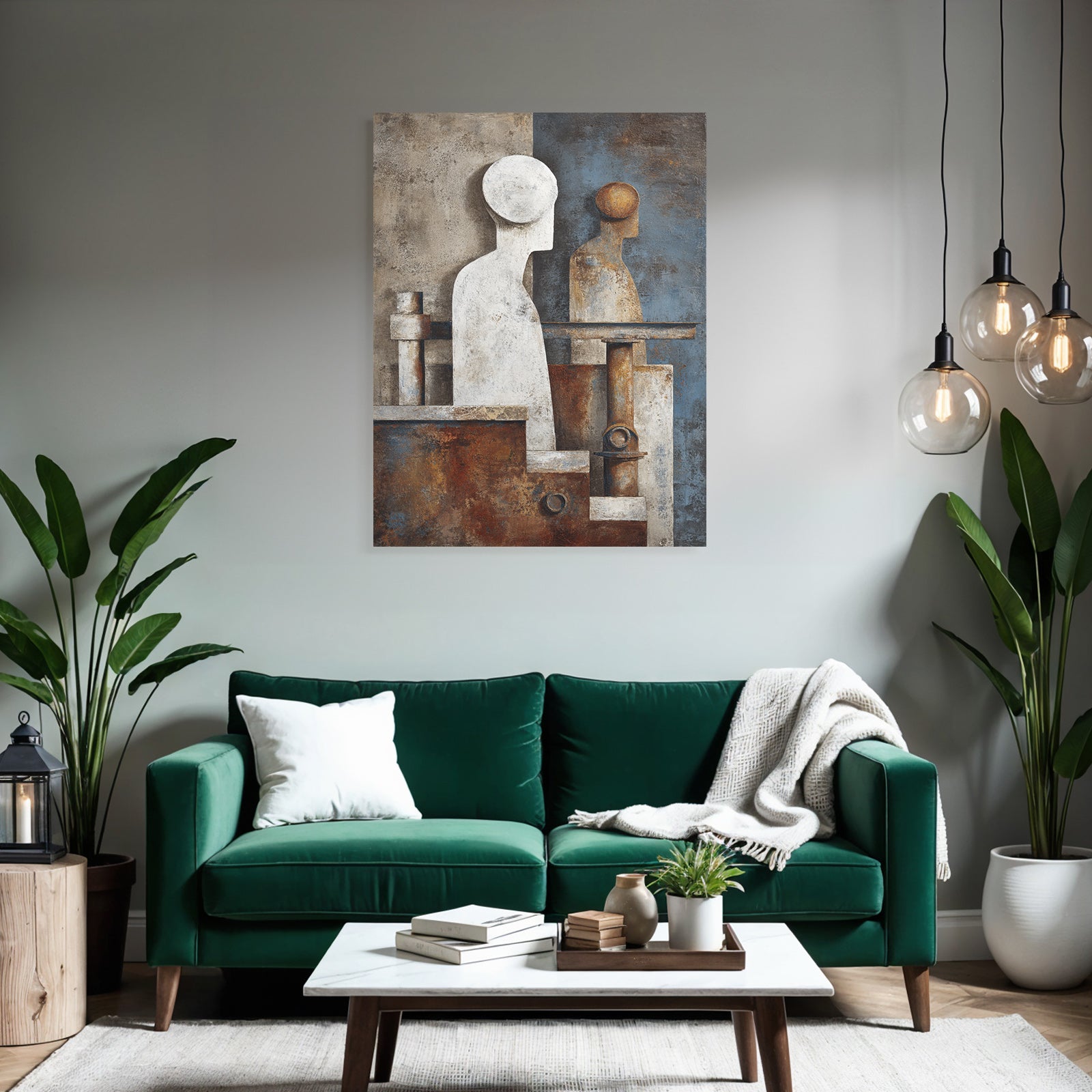 Abstrakte Kunst Geometrische Formen Menschliche Figuren Texturiert