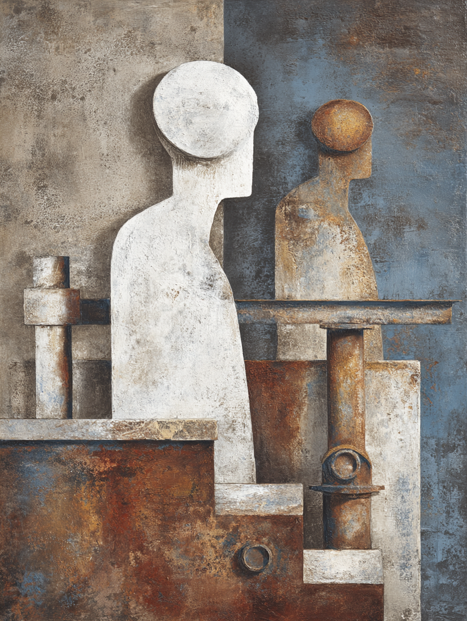  Abstrakte Kunst Geometrische Formen Menschliche Figuren Texturiert | Industrial | Einrichtungsstile