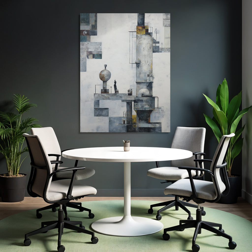 Abstrakte Kunst Geometrische Formen Und Einsame Figur