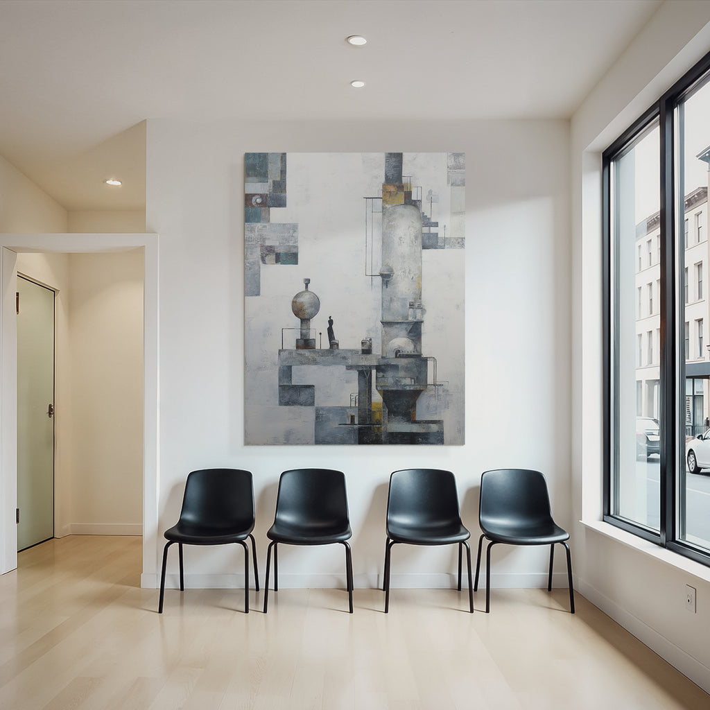 Abstrakte Kunst Geometrische Formen Und Einsame Figur