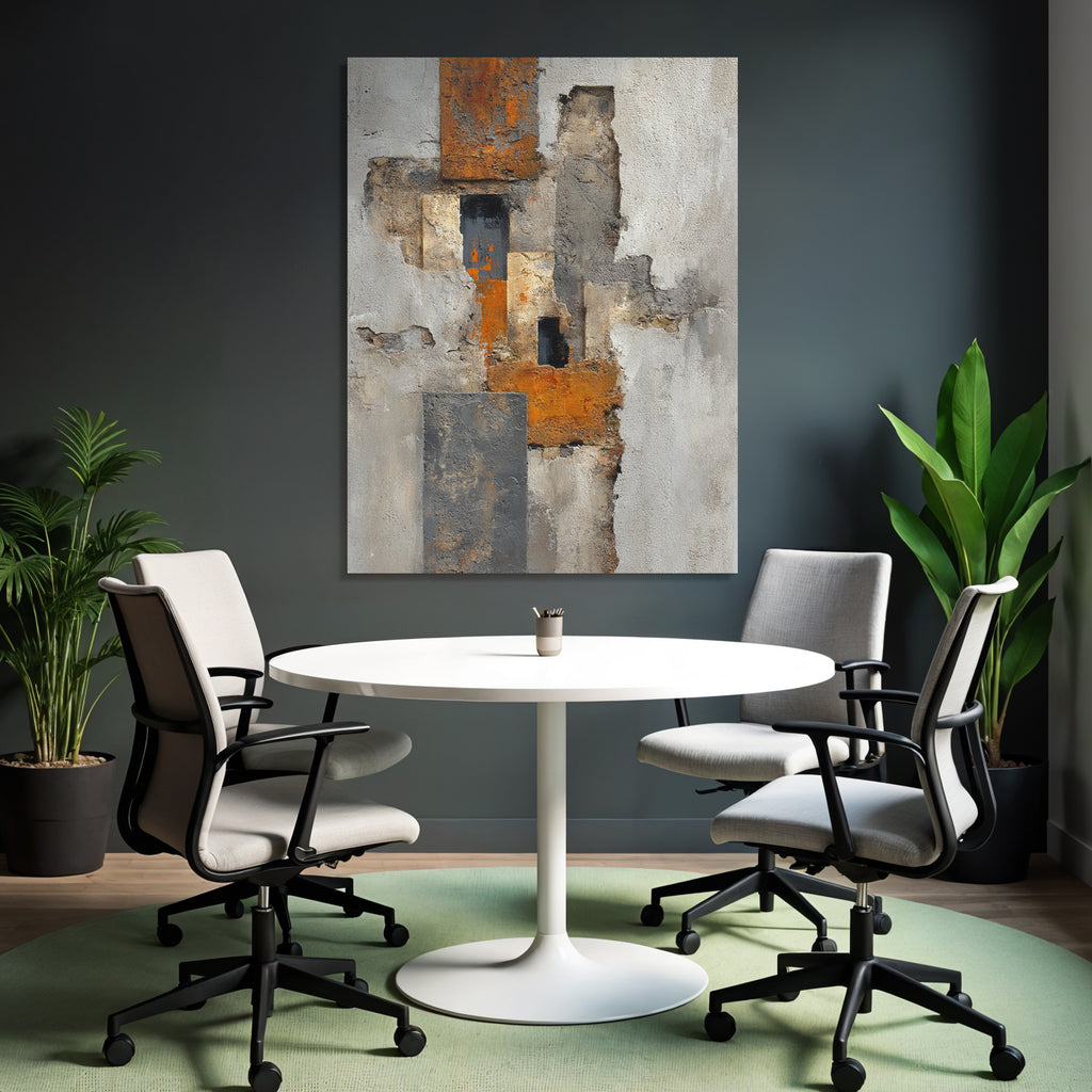 Abstrakte Kunst Grau Orange Schwarz