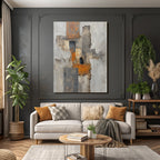 Abstrakte Kunst Grau Orange Schwarz