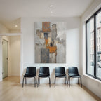 Abstrakte Kunst Grau Orange Schwarz