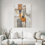 Abstrakte Kunst Grau Orange Schwarz