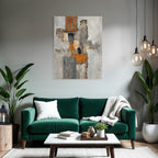 Abstrakte Kunst Grau Orange Schwarz