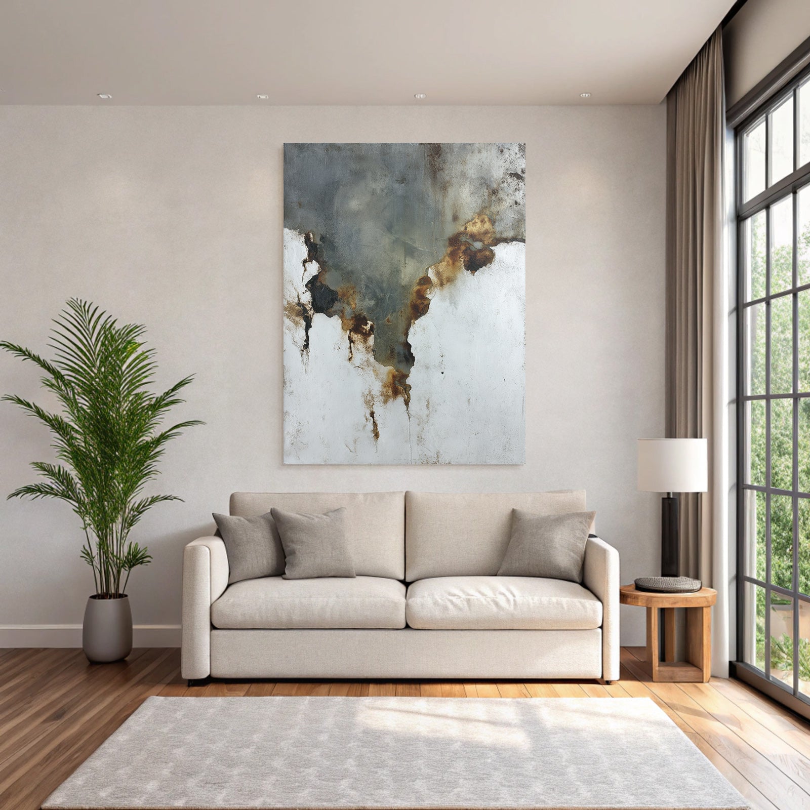 Abstrakte Kunst Grau Rost Und Weiss Textur