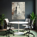 Abstrakte Kunst Mit Ziegel Und Farbe In Grau Und Weiss