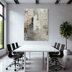 Abstrakte Kunst Mit Ziegel Und Farbe In Grau Und Weiss