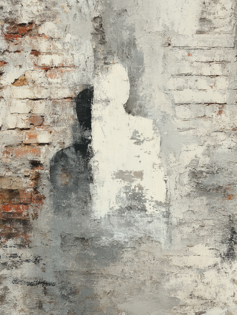  Abstrakte Kunst Mit Ziegel Und Farbe In Grau Und Weiss | Industrial | Einrichtungsstile
