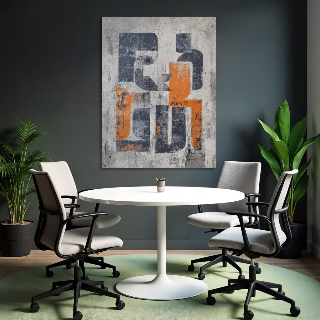 Abstrakte Kunst Nav Yblau Orange Texturiert