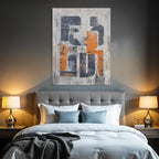 Abstrakte Kunst Nav Yblau Orange Texturiert