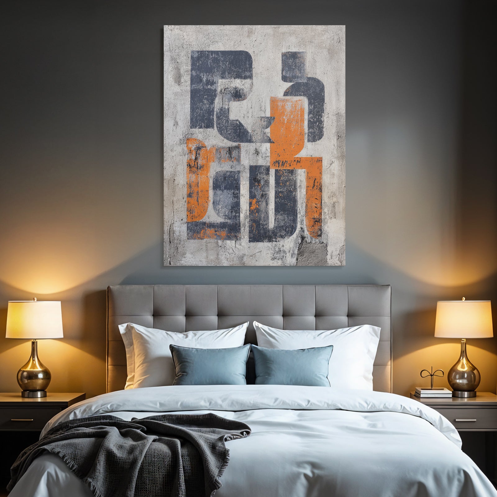 Abstrakte Kunst Nav Yblau Orange Texturiert
