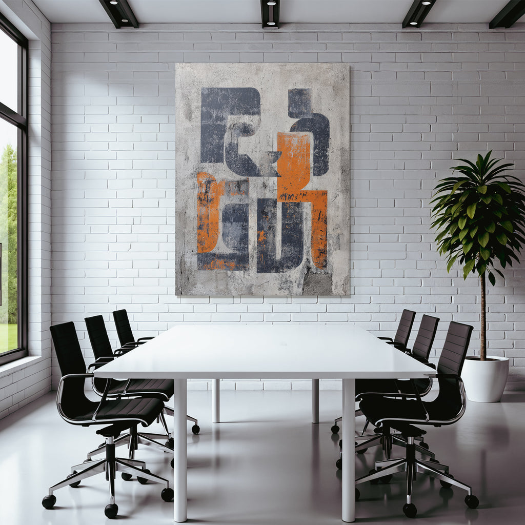 Abstrakte Kunst Nav Yblau Orange Texturiert