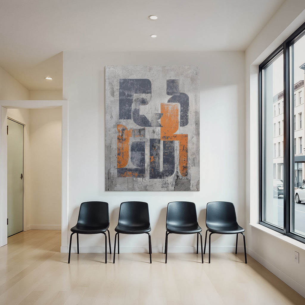 Abstrakte Kunst Nav Yblau Orange Texturiert
