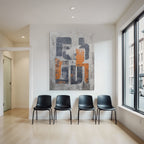 Abstrakte Kunst Nav Yblau Orange Texturiert