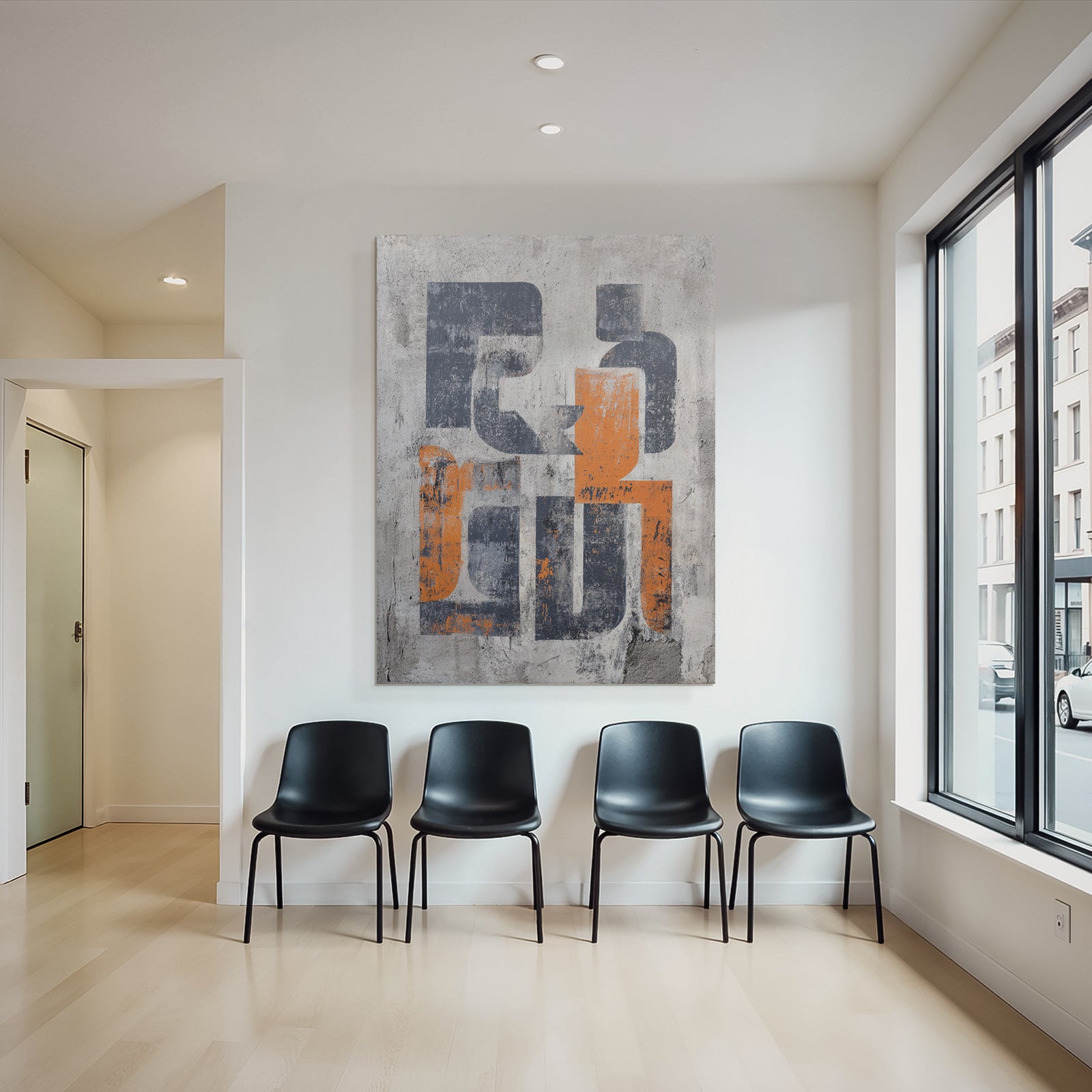 Abstrakte Kunst Nav Yblau Orange Texturiert
