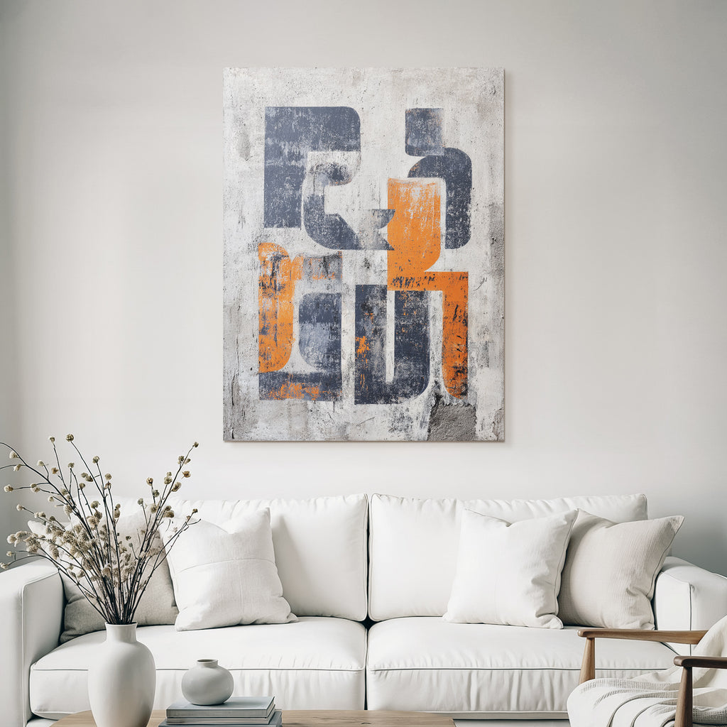 Abstrakte Kunst Nav Yblau Orange Texturiert