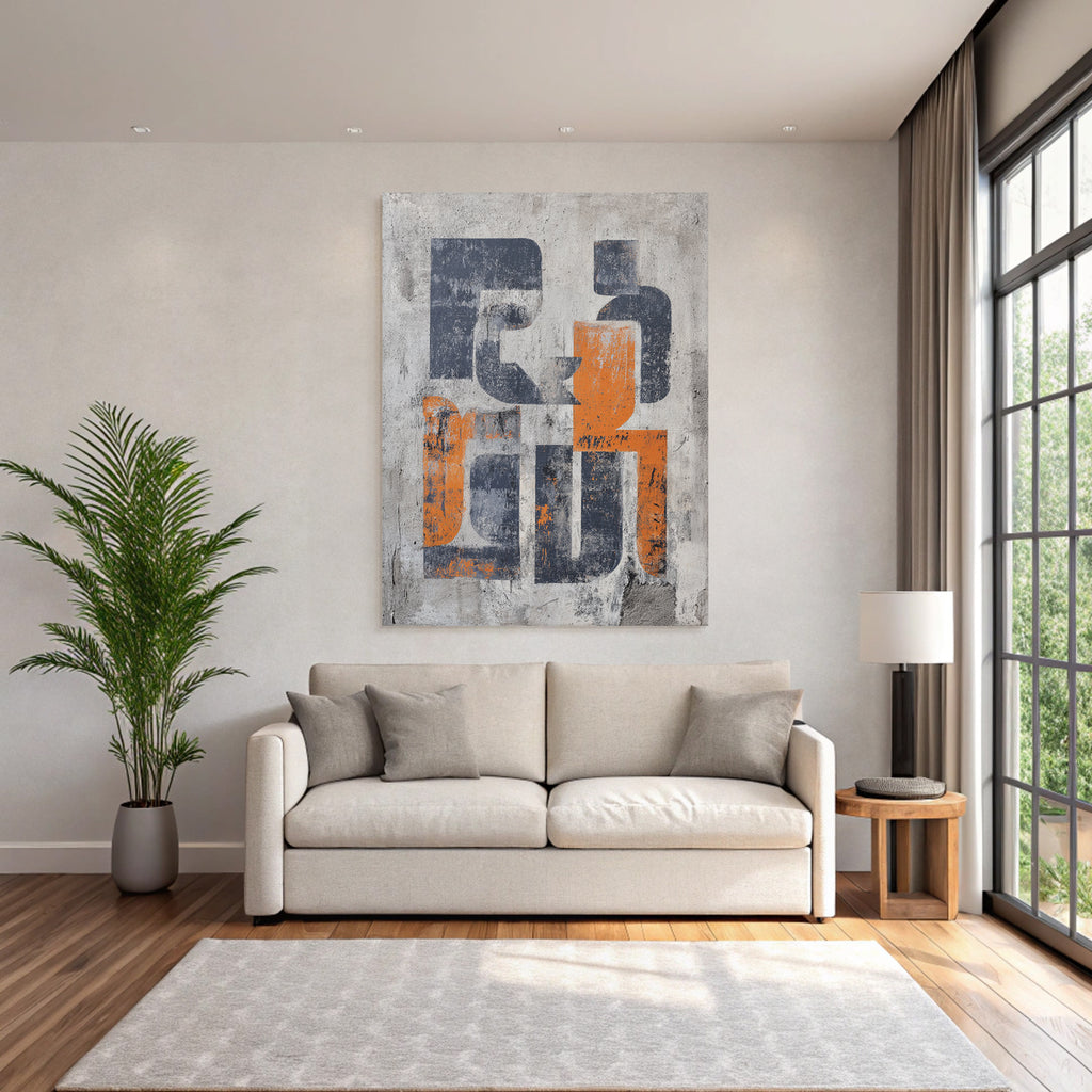 Abstrakte Kunst Nav Yblau Orange Texturiert