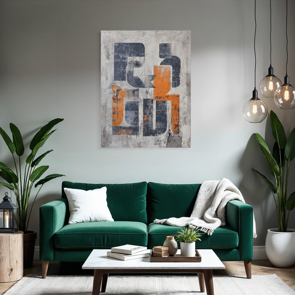 Abstrakte Kunst Nav Yblau Orange Texturiert