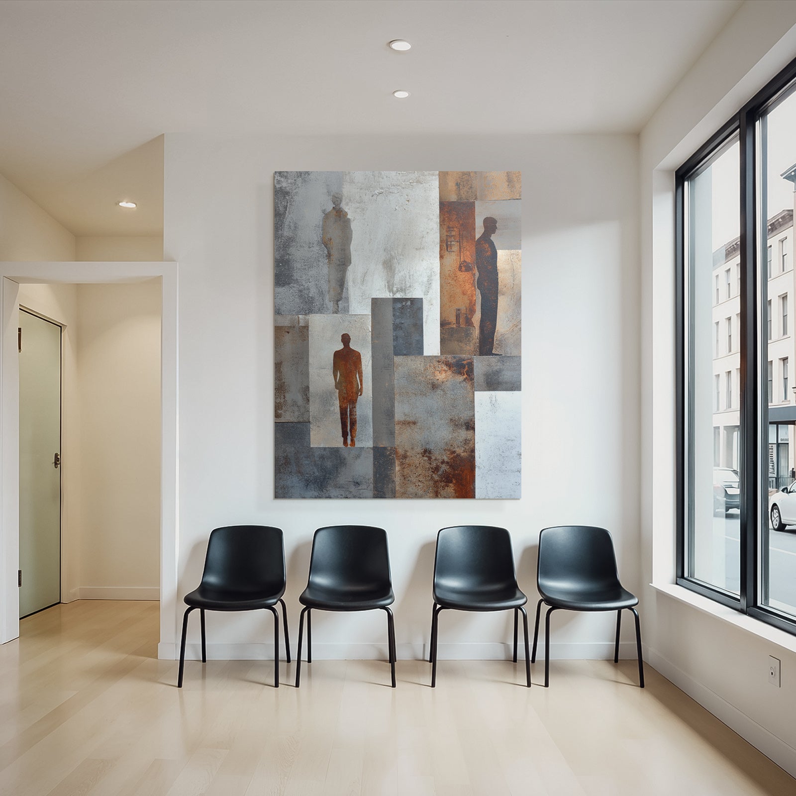 Abstrakte Kunst Silhuetten Texturiert Hintergrund Farben Und Muster