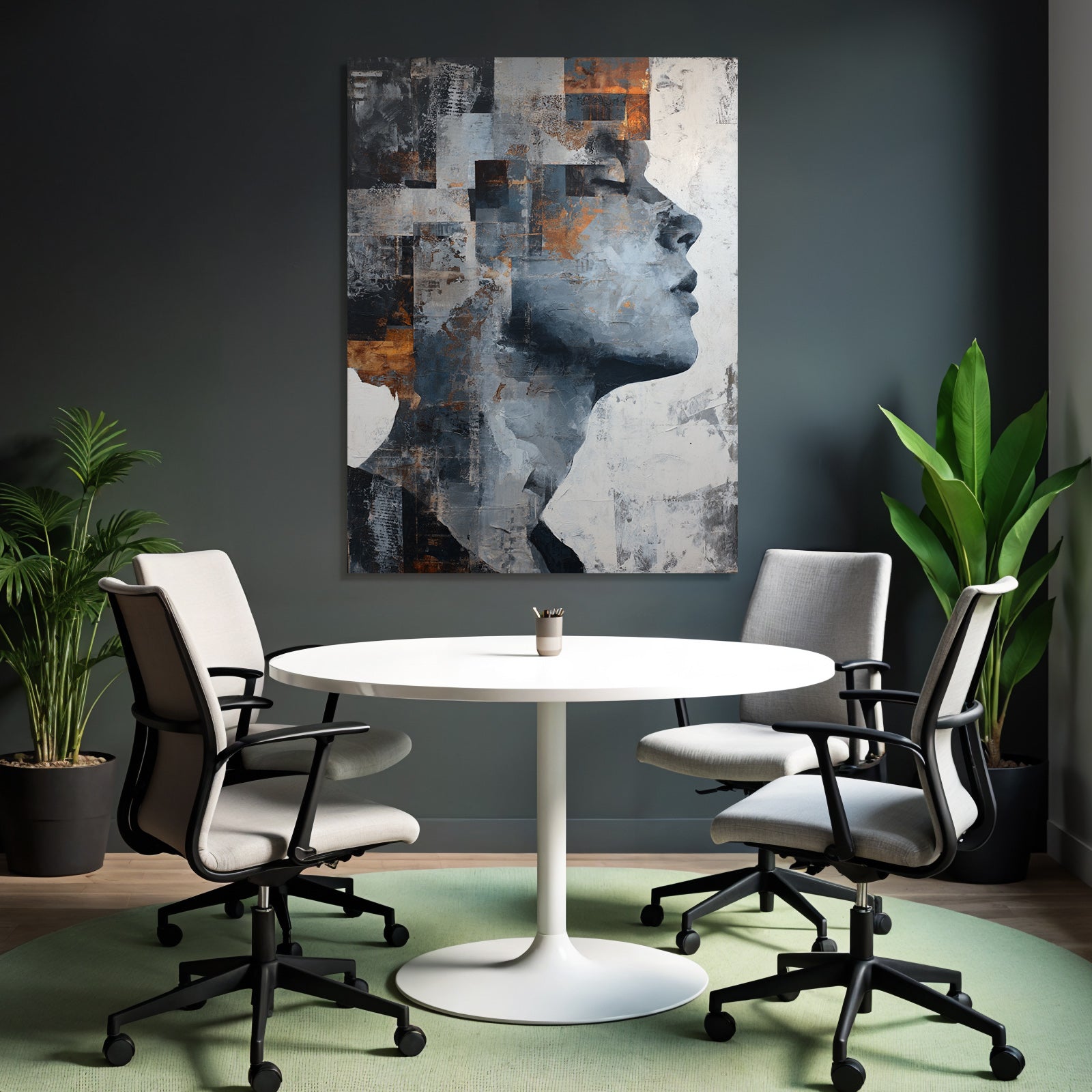 Abstrakte Kunst Stilisiertes Menschliches Gesicht Grau Rostfarben