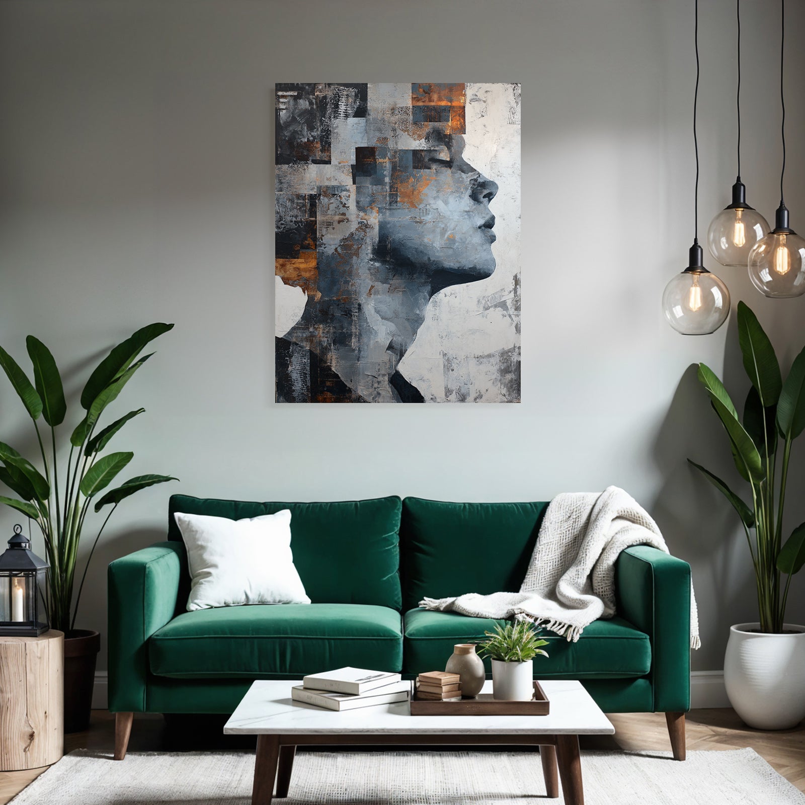 Abstrakte Kunst Stilisiertes Menschliches Gesicht Grau Rostfarben