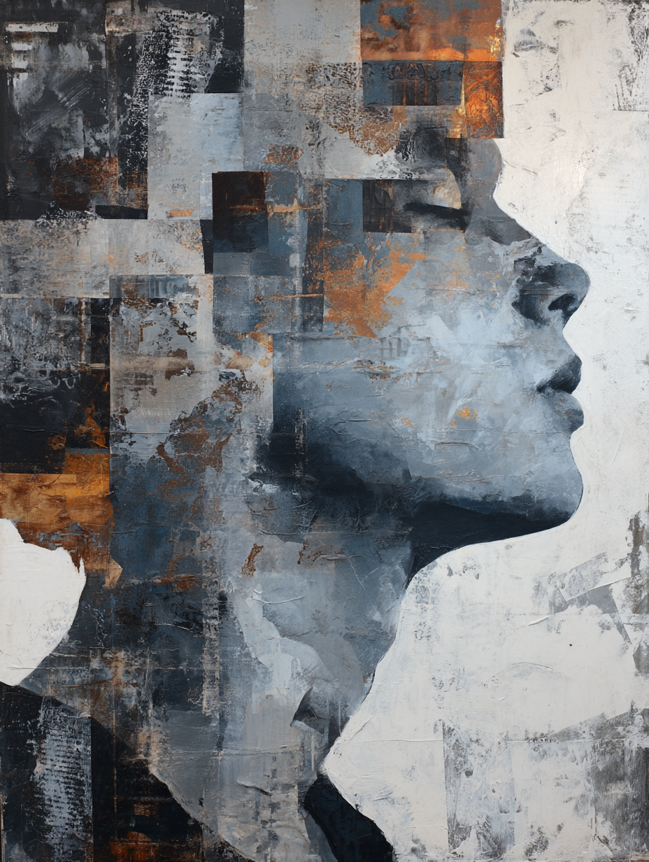  Abstrakte Kunst Stilisiertes Menschliches Gesicht Grau Rostfarben | Industrial | Einrichtungsstile