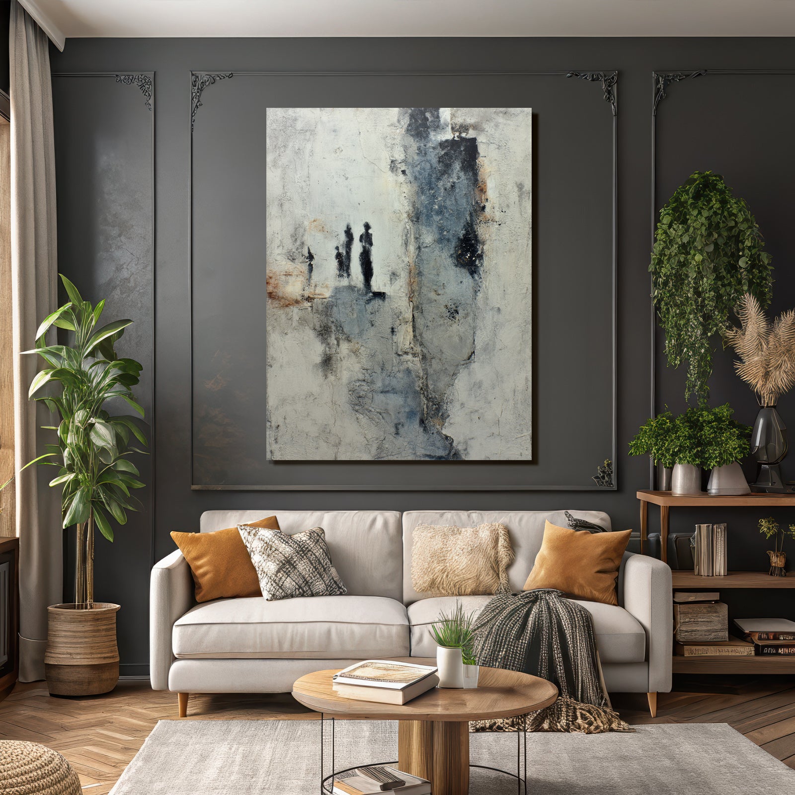 Abstrakte Kunst Wandmalerei Mit Texturen Und Mustern