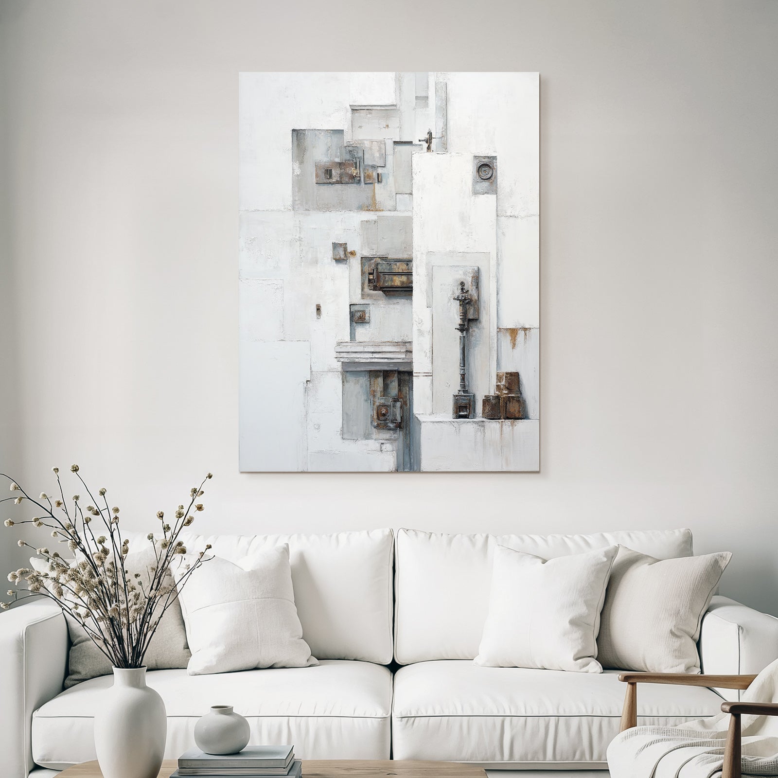 Abstrakte Kunst Weiss Grau Metall Texturen