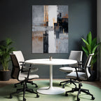 Abstrakte Malerei Geometrische Formen Grau Schwarz Orange