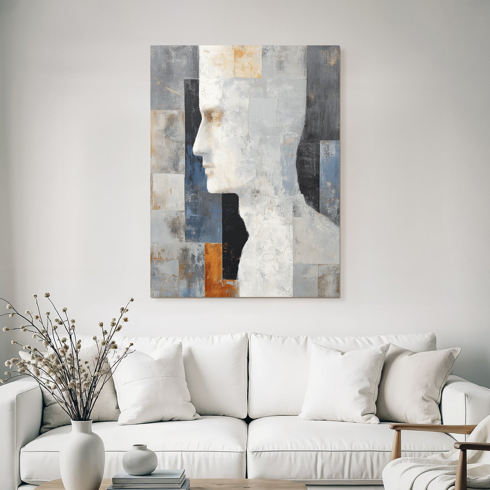 Abstrakte Menschliche Figur Grau Blau Orange