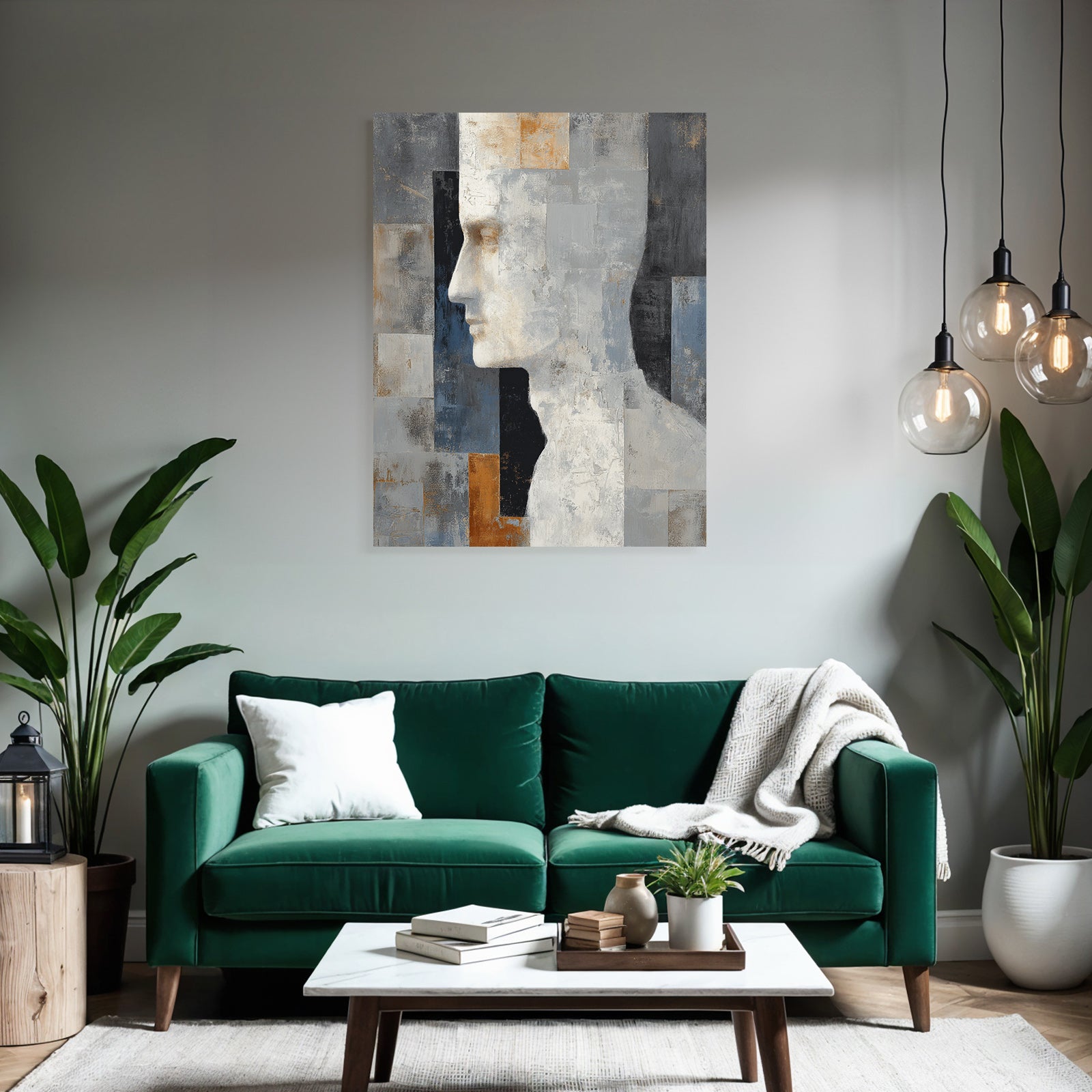 Abstrakte Menschliche Figur Grau Blau Orange