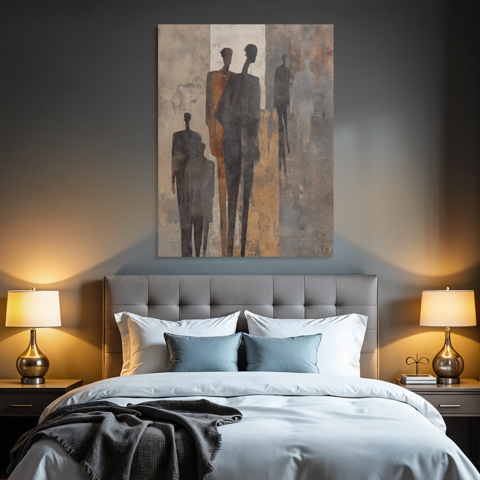 Abstrakte Menschliche Figuren Schatten Braun Grau Creme