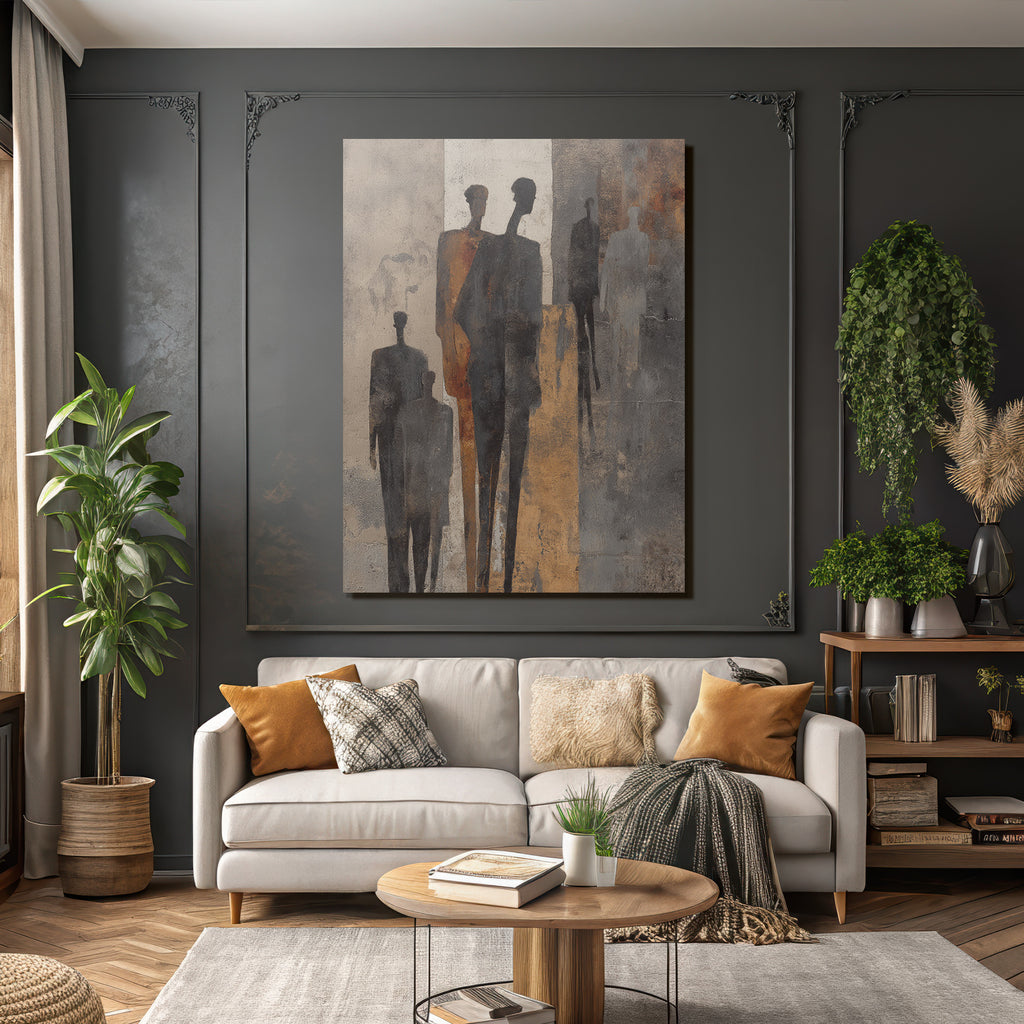 Abstrakte Menschliche Figuren Schatten Braun Grau Creme