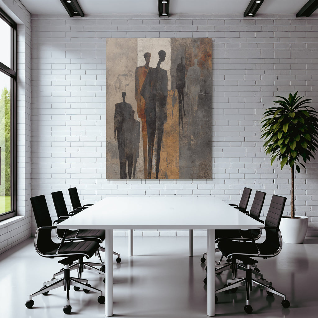 Abstrakte Menschliche Figuren Schatten Braun Grau Creme