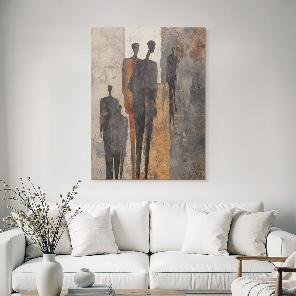 Abstrakte Menschliche Figuren Schatten Braun Grau Creme