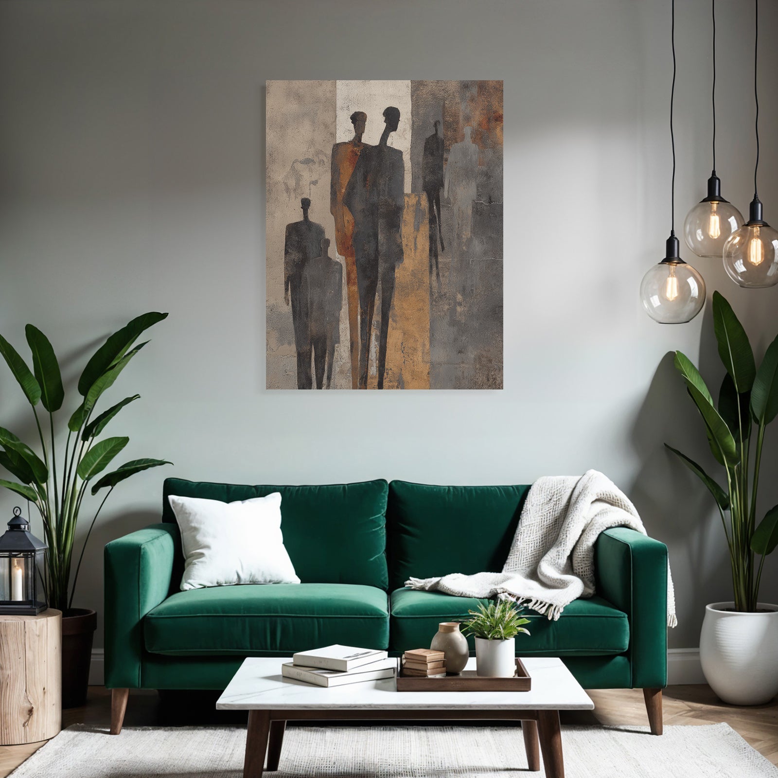 Abstrakte Menschliche Figuren Schatten Braun Grau Creme