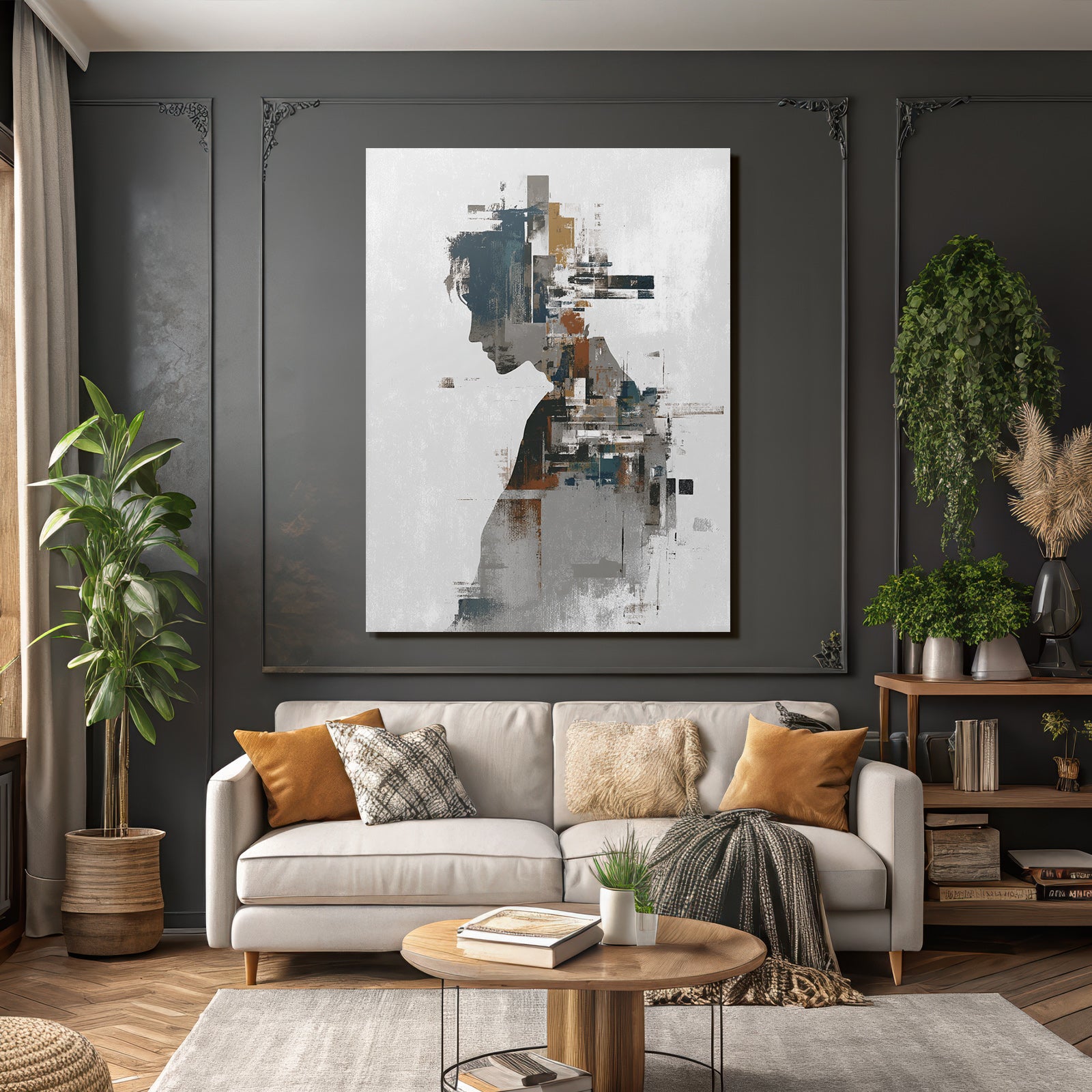 Abstrakte Menschliche Silhouette Farben Texturen