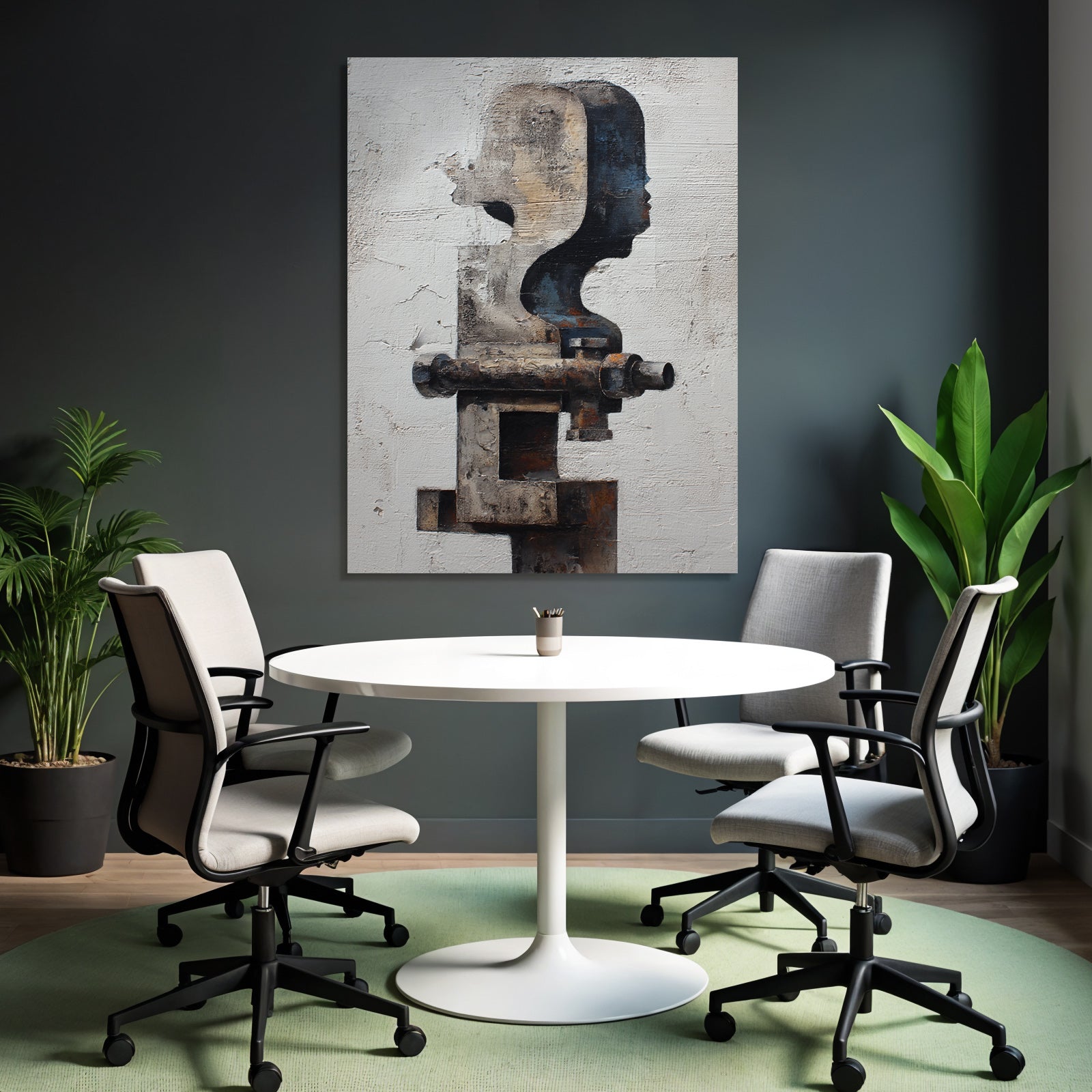 Abstrakte Skulptur Gesicht Industrial Elements